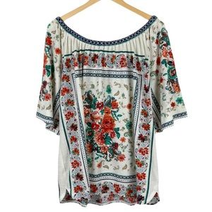 Westport Off Shoulder Boho Floral Top Size 2X